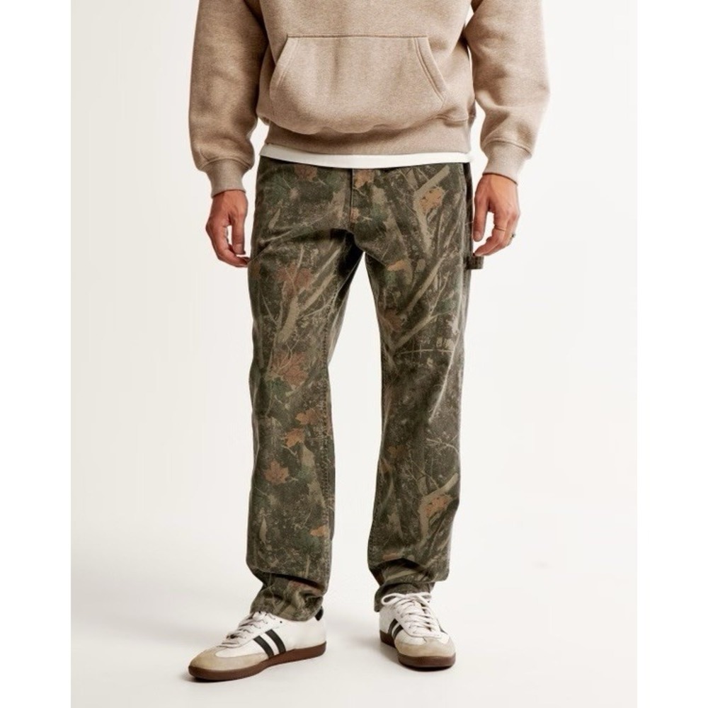 Abercrombie & Fitch Men's Loose Workwear‎ Pant Olive Green Camo Size 28 X 28 NEW